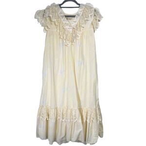 Vintage Hua Chyi Womens Floral Lace Trim Sleeping Gown